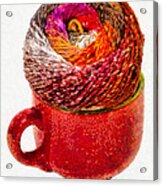 Large Cup With Knitting Yarn Acrylic Print