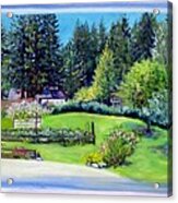 Late Spring Yard With Redwoods And Apple Trees Acrylic Print
