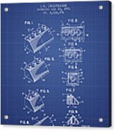 Lego Toy Building Brick Patent From 1962 - Blueprint Acrylic Print