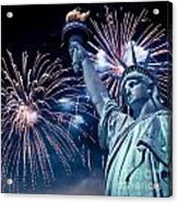 Statue Of Liberty Fireworks Acrylic Print