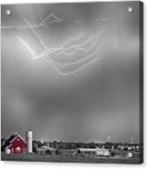 Lightning Storm And The Big Red Barn Bwsc Acrylic Print