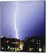 Lightning Strike In Omaha Acrylic Print