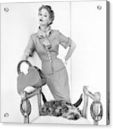 Lisa Fonssagrives Wearing Suit By Dog Acrylic Print