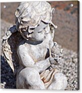 Little Angel With Bird In His Hand - Sculpture Acrylic Print