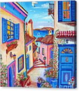 Little Fishermen Village In The Aegean Sea Acrylic Print