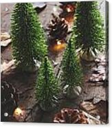 Little Trees With Pine Cones And Leaves Acrylic Print