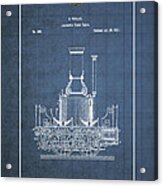 Locomotive Steam Engine Vintage Patent Blueprint Acrylic Print