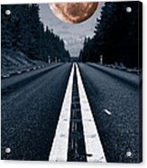 Lonely Road And Full Moon Acrylic Print