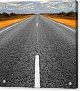Long Straight Road With Gathering Storm Clouds Acrylic Print