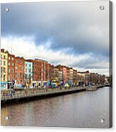 Looking Down The River Liffey In Dublin Acrylic Print