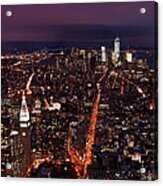 Looking South On Nyc New York City Skyline From The Empire State Building Observation Deck Acrylic Print