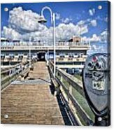 Lookout At Oceanview Fishing Pier - Color Acrylic Print