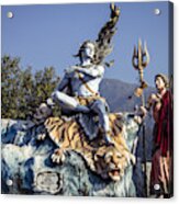 Lord Shiva And Goddess Parvati Statue's In Rishikesh. Acrylic Print