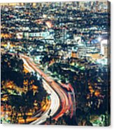 Los Angeles Skyline At Night Acrylic Print