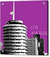 Los Angeles Skyline Capitol Records - Plum Acrylic Print