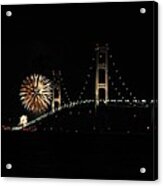 Mackinac Bridge 50th Anniversary Fireworks Acrylic Print