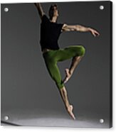 Male Ballet Dancer Jumping In Passé Acrylic Print