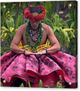 Man Performing Ancient Hula Acrylic Print