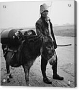 Man With Donkey In Communist Romania Acrylic Print