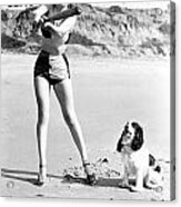 Marilyn Playing Baseball At The Beach Acrylic Print