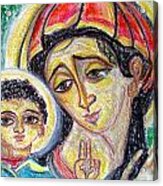 Mary And Jesus Of Green Eyes Acrylic Print