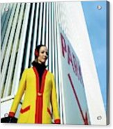 Mary Louise Wearing A Yellow And Red Coat Acrylic Print