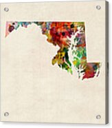 Maryland Watercolor Map Acrylic Print