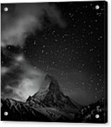 Matterhorn With Stars In Black And White Acrylic Print