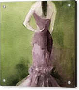 Mauve Evening Gown Fashion Illustration Art Print Acrylic Print