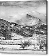 Meeker And Longs Peak In Winter Clouds Bw Acrylic Print