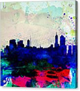 Melbourne Watercolor Skyline 2 Acrylic Print