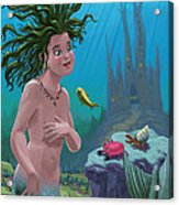 Mermaid Underwater City Acrylic Print