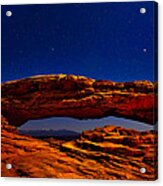 Mesa Arch Night Sky With Shooting Star Acrylic Print