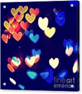 Messy And Colorful Bokeh Hearts With Vintage Feel Iv Acrylic Print