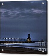 Michigan City Lighthouse At Night Acrylic Print