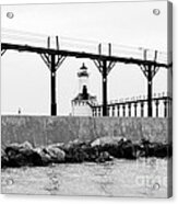 Michigan City Lighthouse Black And White Picture Acrylic Print