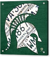 Michigan State Spartans Sports Retro Logo License Plate Fan Art Acrylic Print
