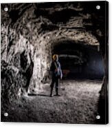 Miner Working At A Mine Underground Acrylic Print