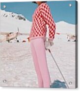 Model On The Slopes At Courchevel Acrylic Print