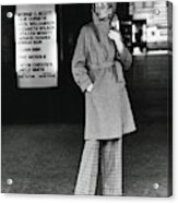 Model Wearing A Pendleton Wrap Coat Acrylic Print