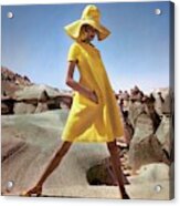 Model Wearing A Yellow Smock By Hannah Troy Acrylic Print
