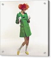 Model Wearing An Andre Courreges Coat Acrylic Print