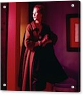 Model Wearing Coat In Shadow Acrylic Print