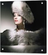 Model Wearing Fox Fur Acrylic Print