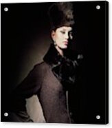 Model Wearing Fur Fez And Collar Acrylic Print