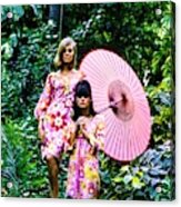 Models In Floral Patterned Dresses Acrylic Print