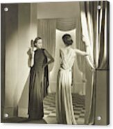 Models In Lucien Lelong Dresses And Mauboussin Acrylic Print