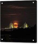 Moonrise Over The Skyway Bridge Acrylic Print