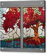 Mosaic Stained Glass - Shades Of Red Acrylic Print