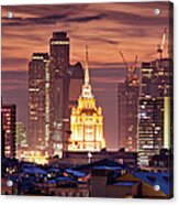 Moscow Skyscrapers At Sunset Acrylic Print